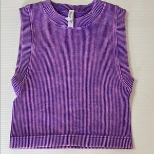 Zenana Outfitters Purple Ribbed Sleeveless Crop Top